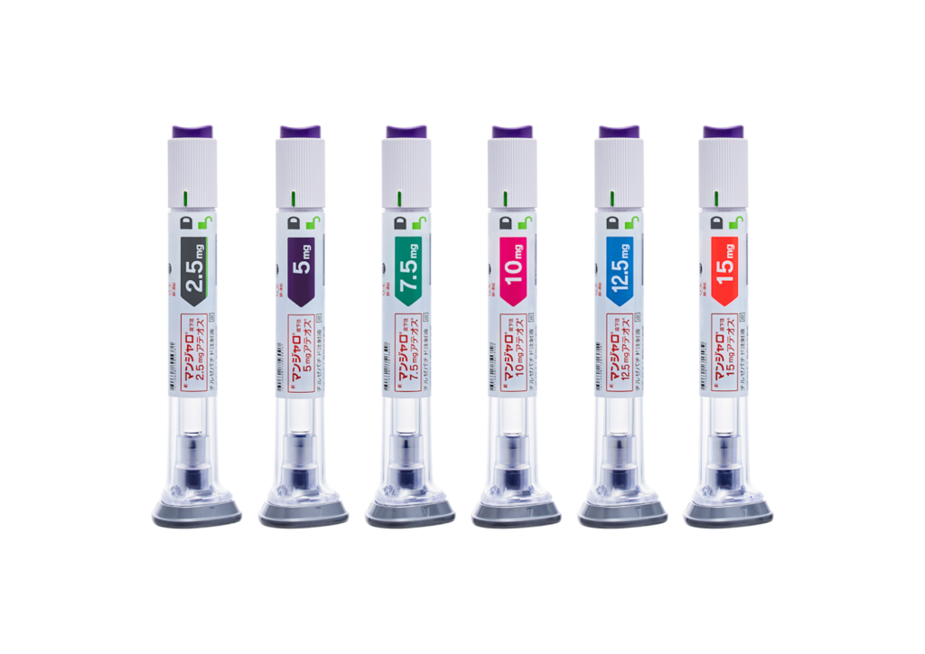 Japanese Mounjaro pens in six doses, 2.5 mg to 15 mg