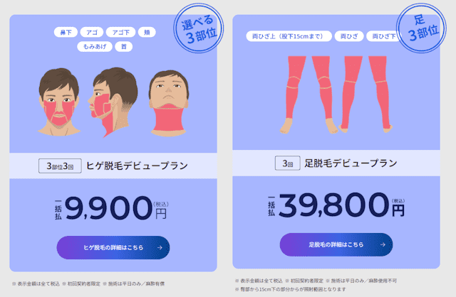レジーナクリニックオムのデビュープラン