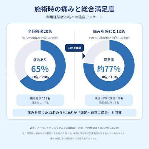 レジーナクリニックオムの独自アンケート20名の痛みと満足度