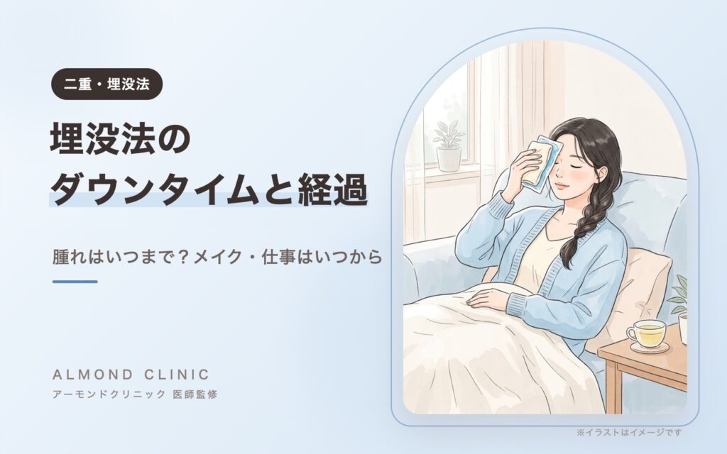 埋没法のダウンタイムと経過 腫れはいつまで？メイク・仕事はいつから