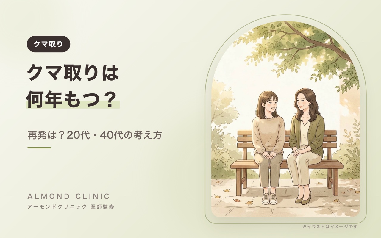 クマ取りは何年もつ？再発は？20代・40代の考え方