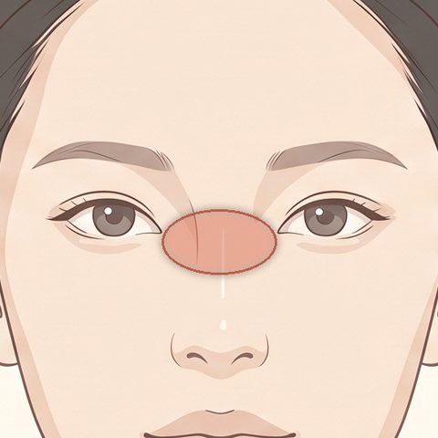 鼻根のボトックス注射の部位イラスト