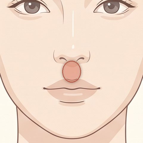 人中短縮のボトックス注射の部位イラスト