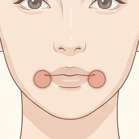 口角のボトックス注射の部位イラスト