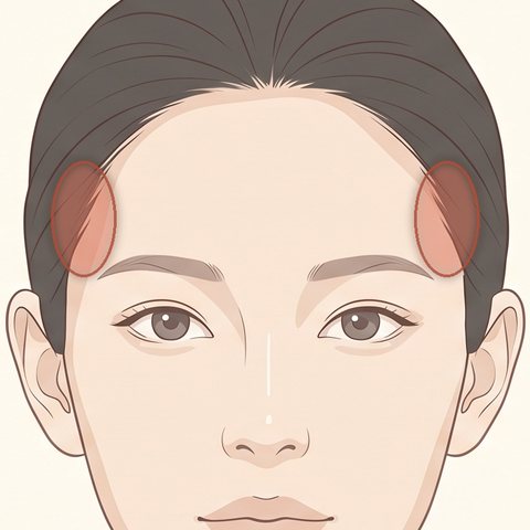 側頭筋のボトックス注射の部位イラスト