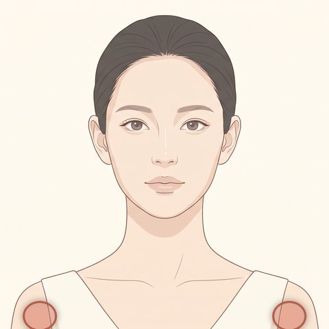 脇あせのボトックス注射の部位イラスト