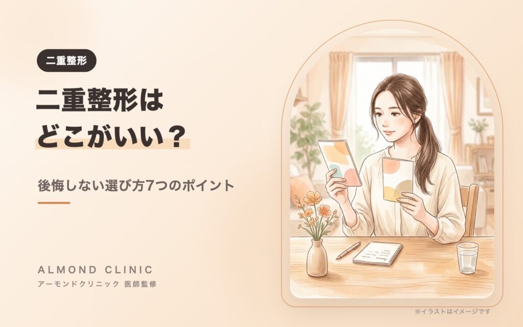 二重整形はどこがいい？後悔しない選び方7つのポイント（イラストはイメージです）