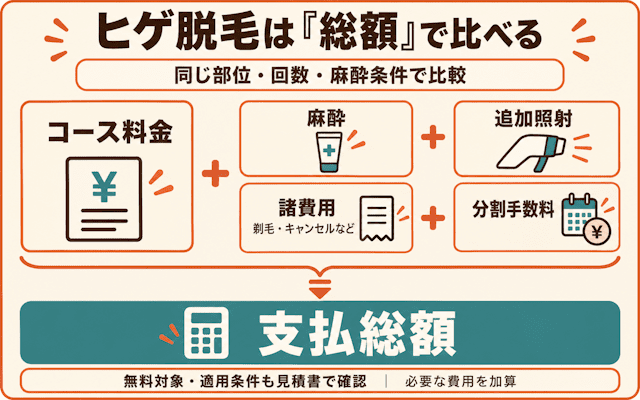 ヒゲ脱毛の総額を見える化
