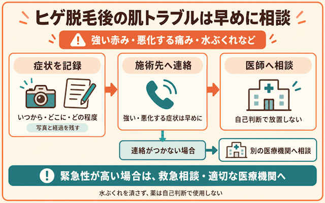 ヒゲ脱毛後の肌トラブル時の対処法
